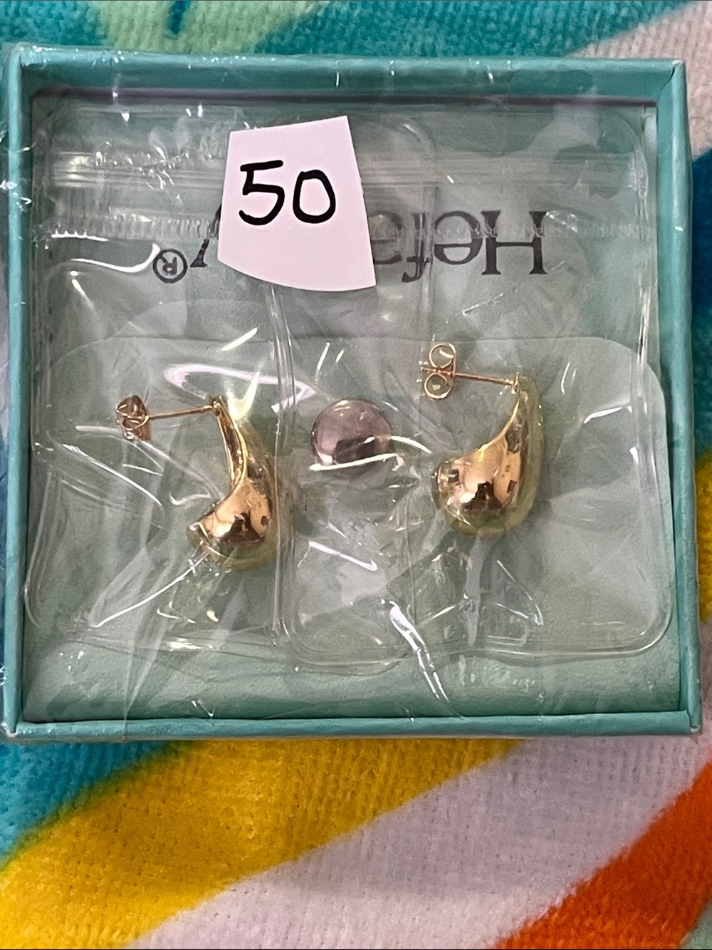 Gold Teardrop Curve Stud Earrings for Women
